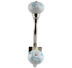 Turquoise Floral Crackle Ceramic Silver Iron Hook